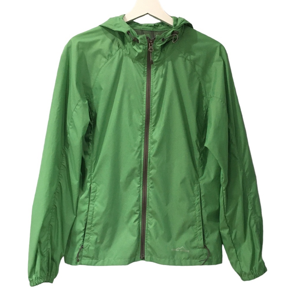 Eddie Bauer Green Zip Hoodie Pockets Rain Jacket S